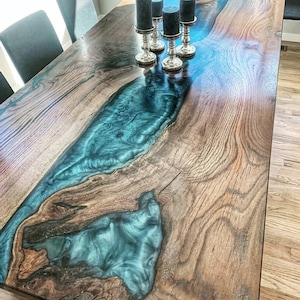 Custom made epoxy resin dining table. Hundreds of color options.