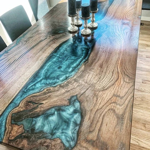 Custom Made Epoxy Resin Dining Table. Hundreds of Color Options. 