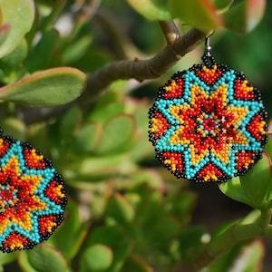 Huichol Star Circular Earrings
