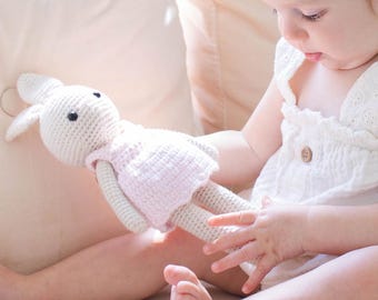 Handmade Crochet Bunny Doll: Plush Nursery Decor, Easter Gift