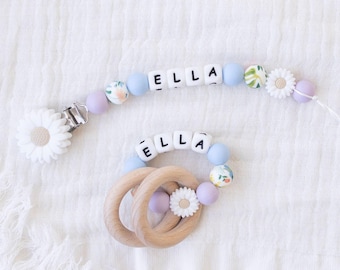 Personalized Pacifier Clip: Montessori Rattle Toy - Baby Keepsake