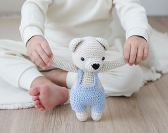 Handmade Crochet Bear Doll: Soft Cotton Plush Toy, Newborn Gift