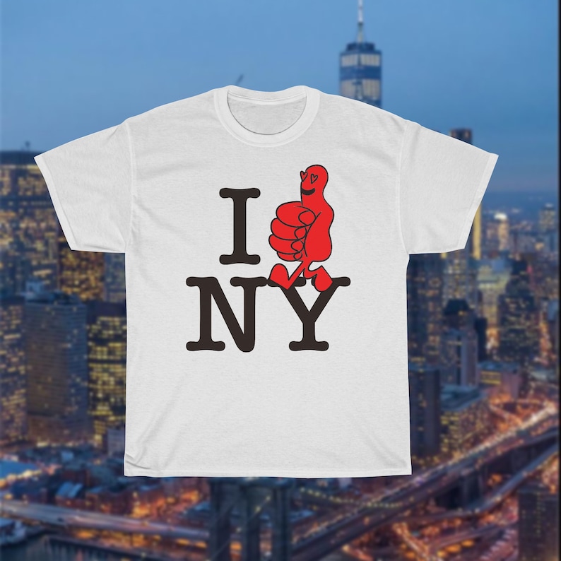 I Love New York Red Heart Eye Hand Who Cares Logo Rex Inspired T-Shirt 