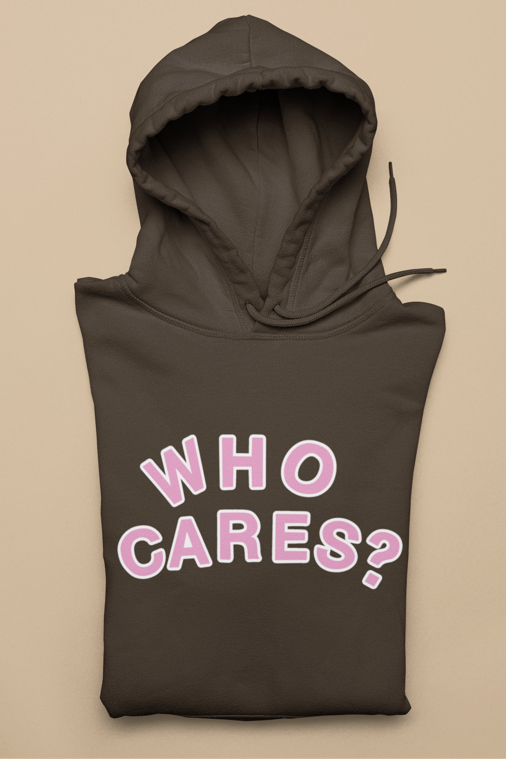 Who Cares Pink and White Text Rex Inspired Hoodie