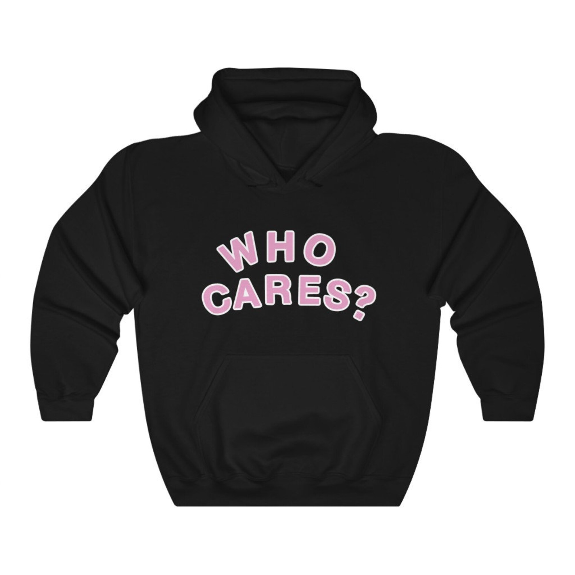 Who Cares Pink and White Text Rex Inspired Hoodie