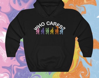 Rex Orange County Who Cares Multicolor Hand Logo Hooded Sweatshirt, Hoodie