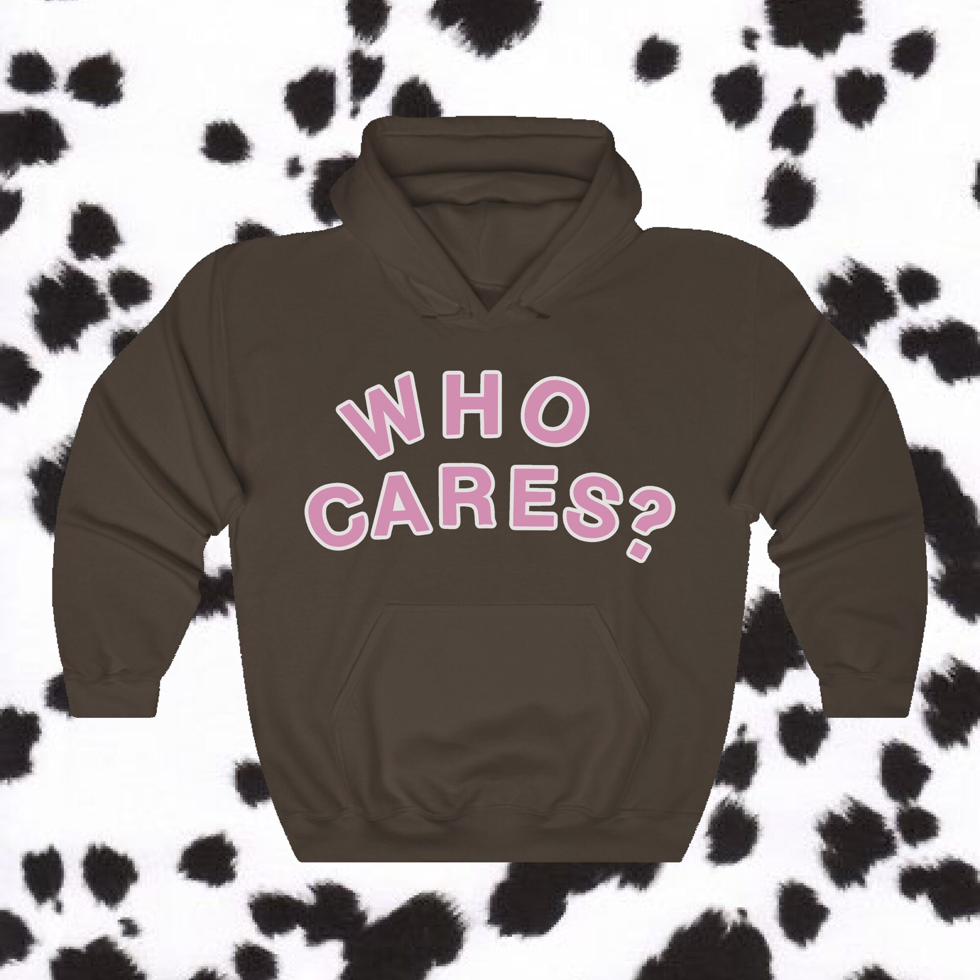 Who Cares Pink and White Text Rex Inspired Hoodie