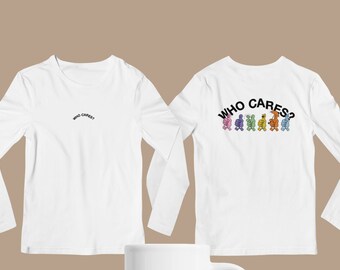 Who Cares Multi Color Hand Logo Rex Inspired Long Sleeve Shirt