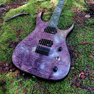 Moonsugar - Purple Dream, Handmade Electric Guitar, Handcrafted From Exotic Wood, Glow In The Dark Space Inlay