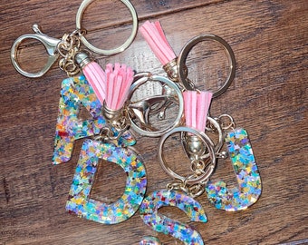 Letter keychains, Gift ideas, star looking keychains