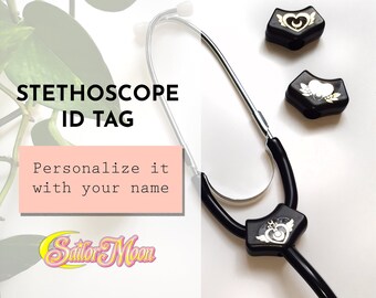 Stethoscope id, Stethoscope tag, Sailor Moon, Birthday Gift, Custom ID, Nurse Gift, Doctor Gift, Christmas Gift, Personalized, Name Tag