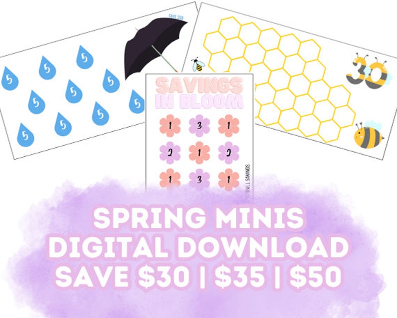 Spring Can Tracker Spring Mini Savings Challenge Bundle - Digital Download of 3 Savings ...
