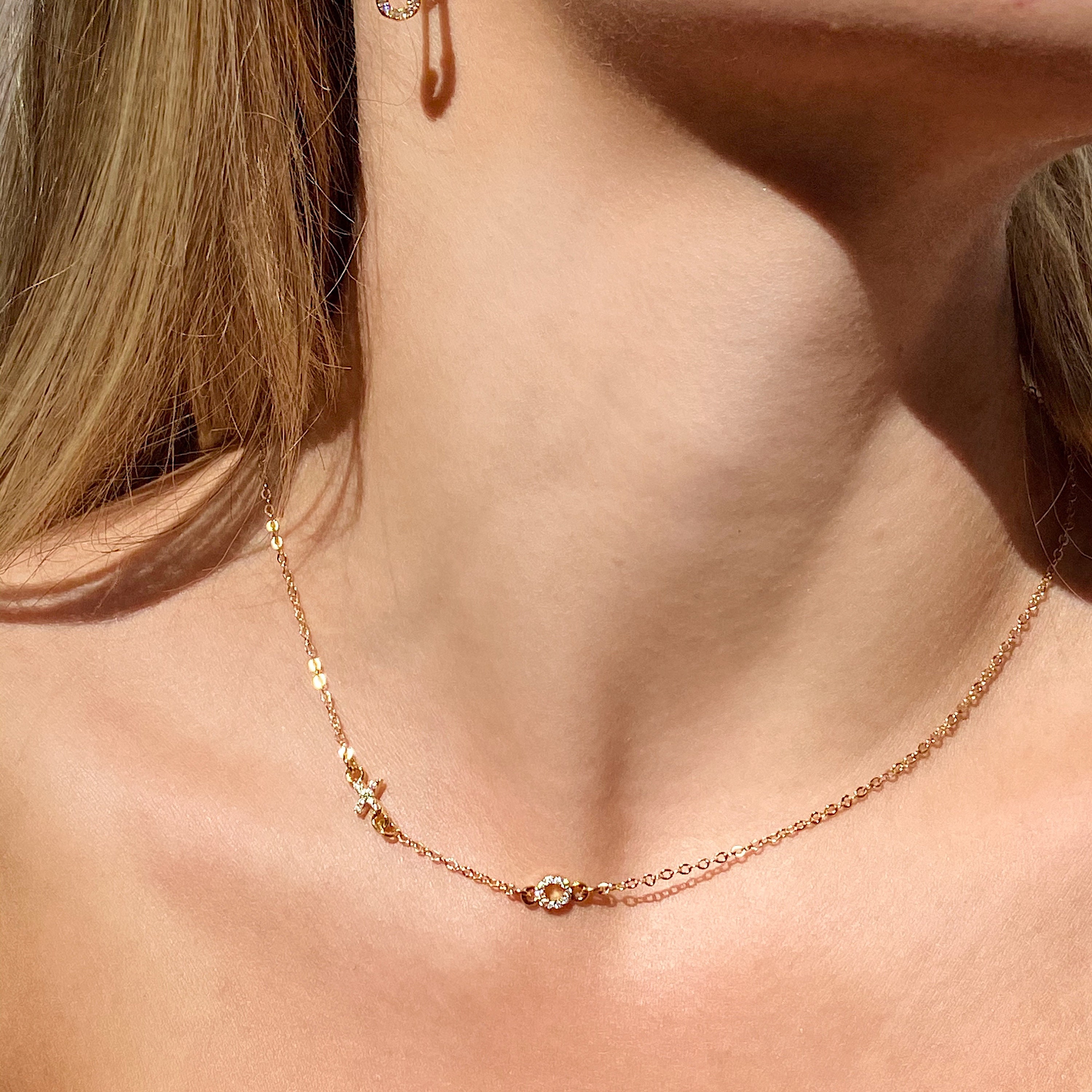 XO Letter Charm Necklace Gold Necklace Simple Layering Etsy