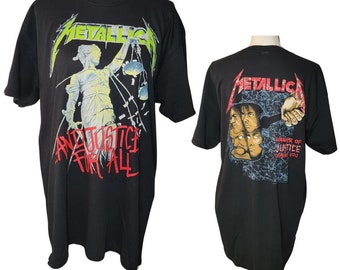 Metallica ...And Justice for All, Hammer of Justice Crushes You Vintage Band Tee, Back Print, Gildan Heavy Cotton Men's Size by Rock Off