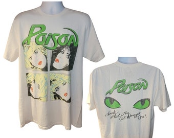 Poison Look What The Cat Dragged In! Vintage Style Tee, Back Print, High Quality Band Tee by Goodie Two Sleeves