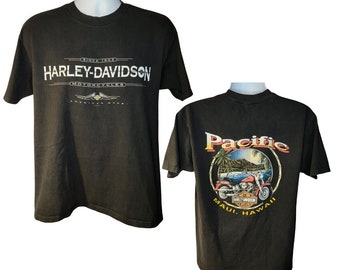 1998 Harley Davidson Tee, Pacific Harley Davidson, Maui Hawaii, Print on Back, Men's Size Large, High Quality