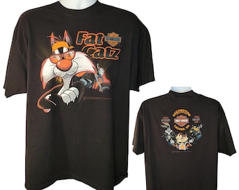 Harley Davidson Fat Catz Sylvester Looney Tunes Tee, Back Print, Destination Tacoma, WA, Men's Size XL