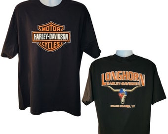 Harley Davidson Longhorn Vintage Tee, Grand Prairie, TX with Back Print, Men's Size XL