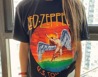 Led Zeppelin US Tour '75 Band Tee, High Quality, Gildan Softstyle Men's Size Tee by Rock Off