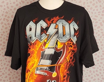 AC/DC Thunderstruck Guitar Vintage Style Band Tee, Classic Concert Tee