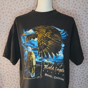 Vintage American Bald Eagle Nature Tee, Bend Oregon, Single Stitch, Men's Size Large, From Our Vintage Recycle Wear Collection