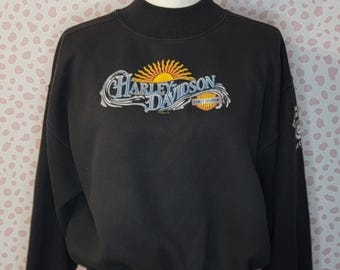 Vintage 90's Harley Davidson Sweatshirt, Women's Size Large, Saginaw Valley Motorworks, Bay City, MI