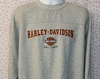 Harley Davidson Vintage Sweatshirt, Embroidered on front, Oversize Fit, Men's Size 2X