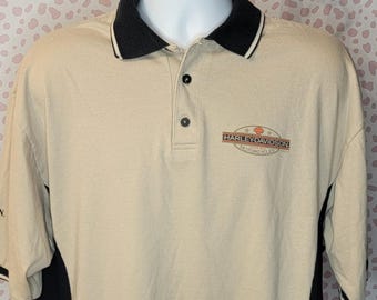 Harley Davidson Vintage Polo Shirt, Tucson Arizona, Two Tone Beige/Black Men's Size XL