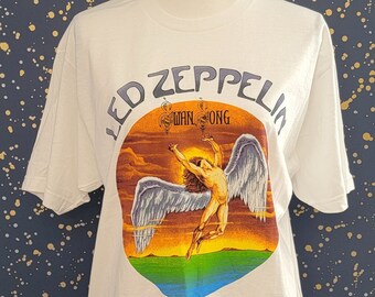 Led Zeppelin Icarus Swan Song Sunset Vintage Style Concert Tee with Back Graphics, Oversize Fit