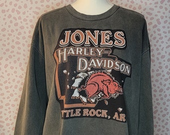 Vintage Harley Davidson Sweatshirt, Jones Harley Davidson, Little Rock, Arkansas, Razorbacks, Comfort Colors Sweatshirt Size XL