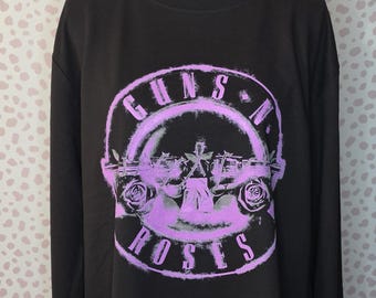Guns N Roses Sweatshirt, Black & Neon Pink, Men's Size, Oversize Fit, High Quality by Rock Off