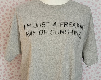 I'm Just A Freakin' Ray Of Sunshine Crop Top, Light Gray, Men's Size Large, From Our Vintage Recycle Wear Collection