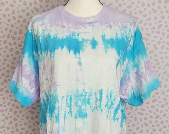 Purple, Blue & White Tie Dye Tee, Gildan Heavy Cotton Men's Size Large