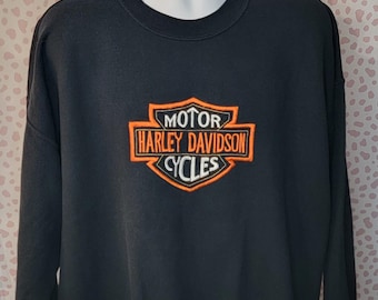 Harley Davidson Vintage Sweatshirt, Embroidered, Men's Size 2X Gildan Heavy Blend, Oversize Sweatshirt