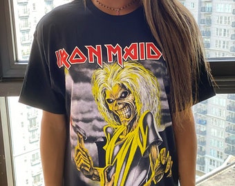 Iron Maiden Killers, Vintage Style Black Concert Tee, Men's Size, Heavy Metal Band Tee