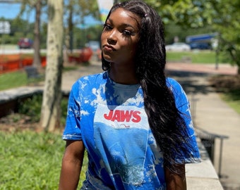 Jaws Amity Island 1975 Tee with Back Print, Distressed