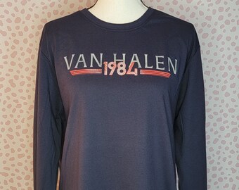 Van Halen '84 Tour Long Sleeve Vintage Style Band Tee, Print on Back and on one sleeve