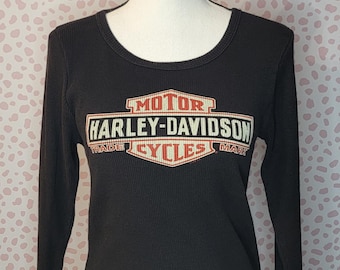 Harley Davidson Long Sleeve Shirt, Black with Front & Back Print, Women's Size 2X, Killer Creek HD, Roswell, GA