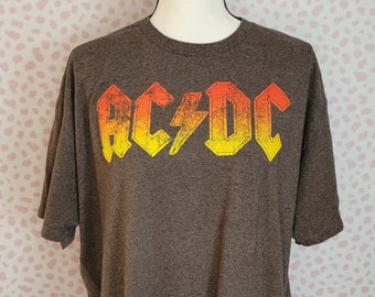ACDC Band Tee, Dark Gray Men's Size 2X, From Our Vintage Recycle Wear Collection