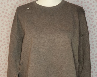 Brown Distressed Super Soft Sweatshirt, Pullover Crew Neck, Men's Size Medium