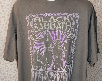 Black Sabbath Master of Reality Band Tee, Charcoal Gray, High Quality Tee by Rock Off