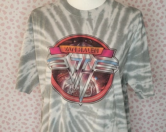 Van Halen Gray Tie Dye Band Tee, High Quality and Soft, Men's Size, by Rock Off