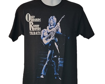 Ozzy Osbourne Randy Rhoads Tribute Band Tee, Large Print on Front, Men's Size, High Quality Music Tee