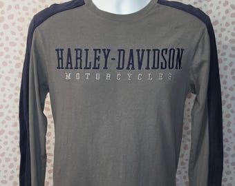 Harley Davidson Long Sleeve Embroidered Shirt, Gray & Blue, Eisenhauer's Tioga County HD of Mansfield, PA, Men's Size Medium