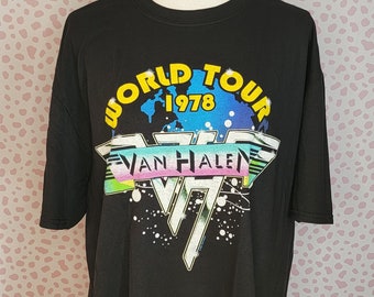 Van Halen World Tour 1978 Band Tee, Black Softstyle Tee, Men's Size