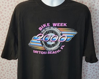 2000 Bike Week Daytona Beach FL Vintage T-Shirt, Back Print, A Biker Tradition, Men's Size 2X