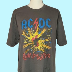 AC/DC Blow Up Your Radio Vintage Style Concert Shirt, Charcoal Gray
