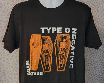 Type O Negative Dead Again Band Tee with Back Print, Vintage Style High Quality Shirt, Men's Size by Rock Off
