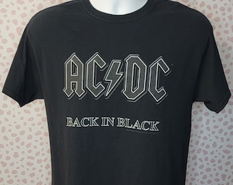 ACDC Back In Black Vintage Band T-Shirt, Y2K, From Our Vintage Recycle Wear Collection, Size Medium