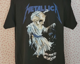 Metallica Doris artwork by Pushead Band Tee, Print on Back, Their Money Tips Her Scales Again, Gildan Heavy Cotton Men's Size by Rock Off